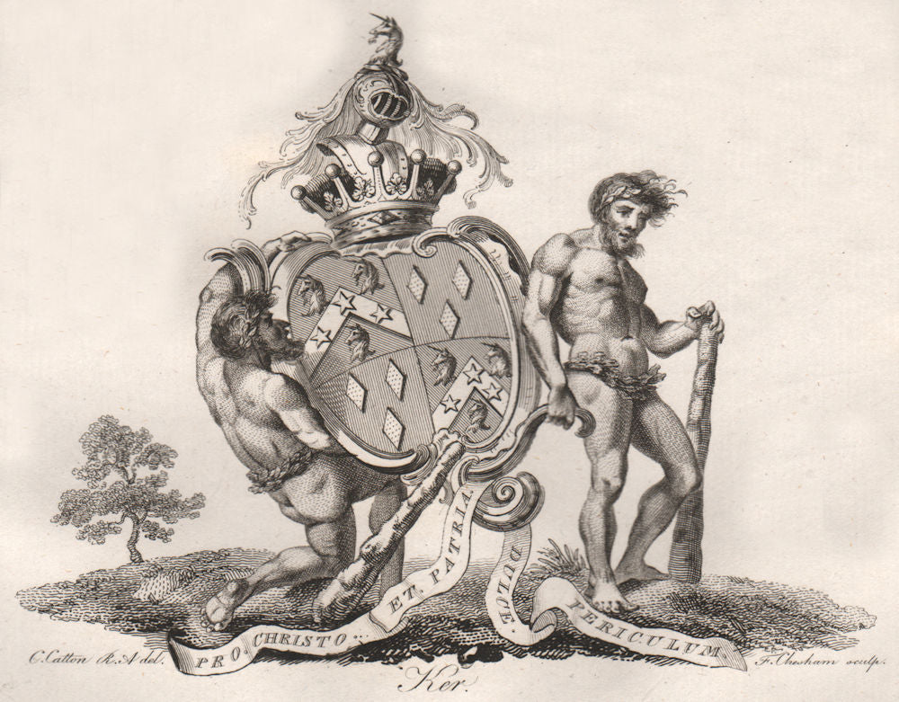 KER. Coat of Arms. Heraldry 1790 old antique vintage print picture